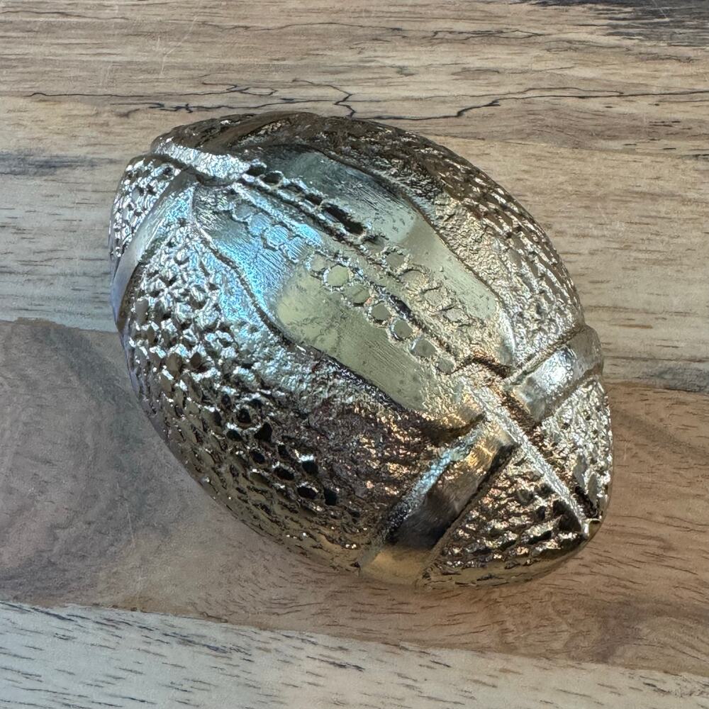 Vintage Heavy Cast Metal Football Bottle Opener Paperweight Barware Decor